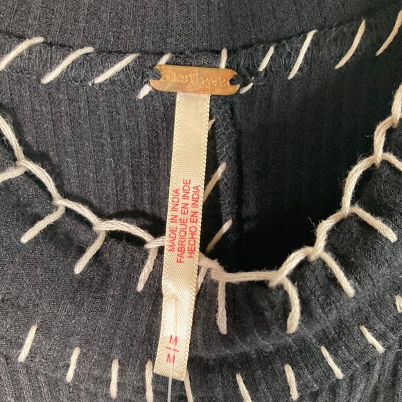 Free People Miranda Mini Dress Body Con M Black Stitch Detail  NWT - Picture 9 of 11